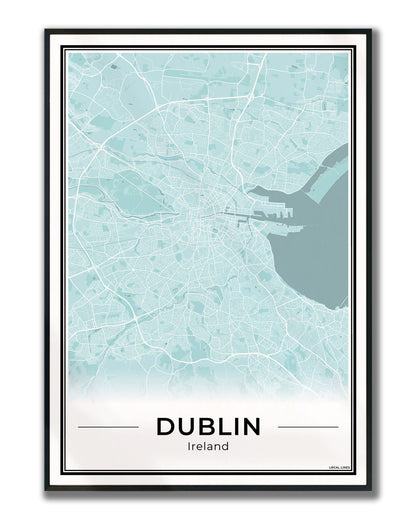 Dublin Stadskaart – Poster - Sky ingelijst