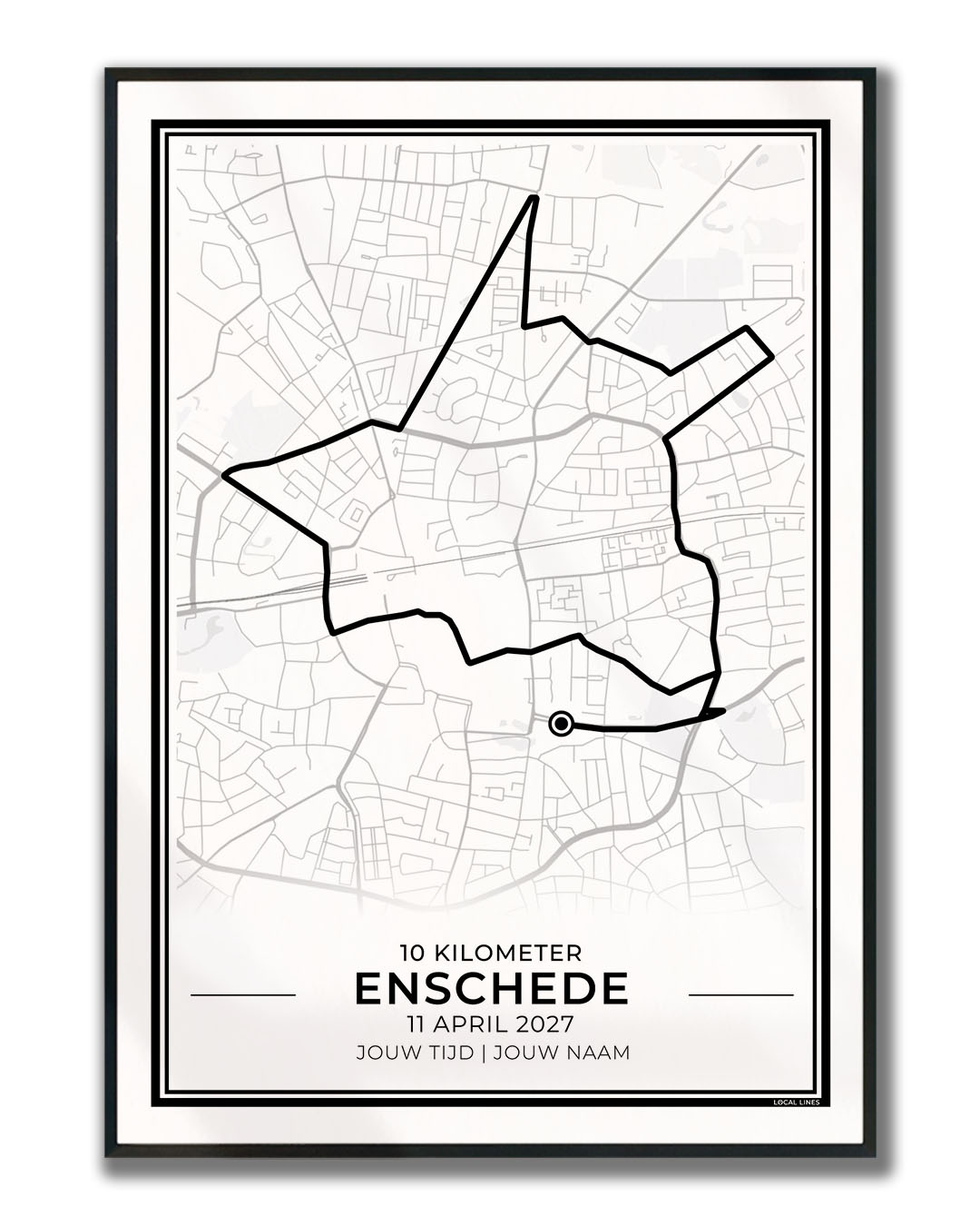 10 Kilometer Enschede poster in lijst - cadeau loper