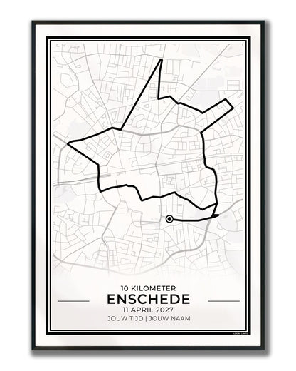 10 Kilometer Enschede poster in lijst - cadeau loper