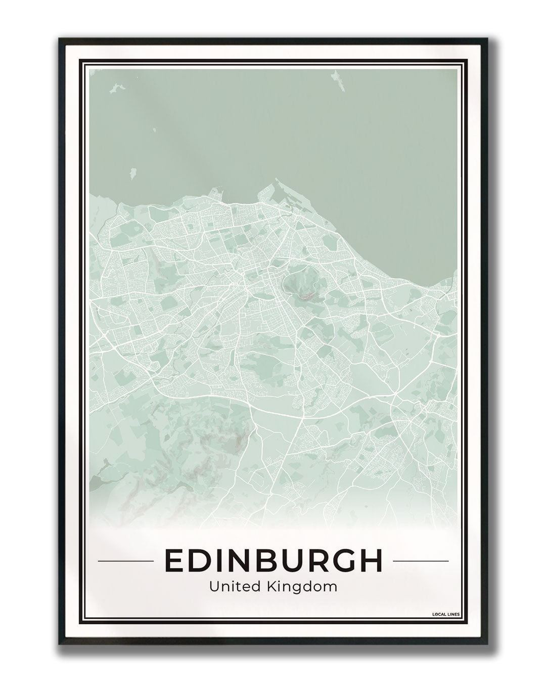 Edinburgh Stadskaart – Poster - Sage ingelijst