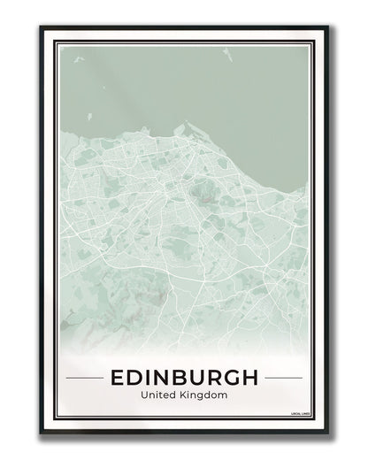 Edinburgh Stadskaart – Poster - Sage ingelijst