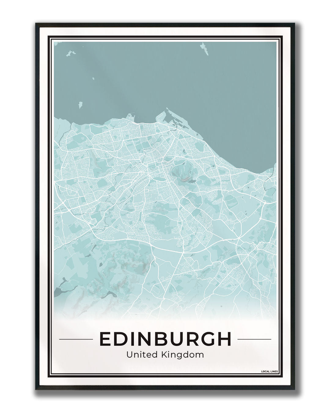 Edinburgh Stadskaart – Poster - Sky ingelijst