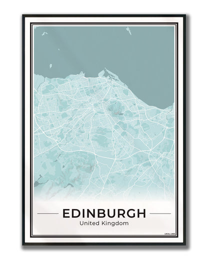Edinburgh Stadskaart – Poster - Sky ingelijst