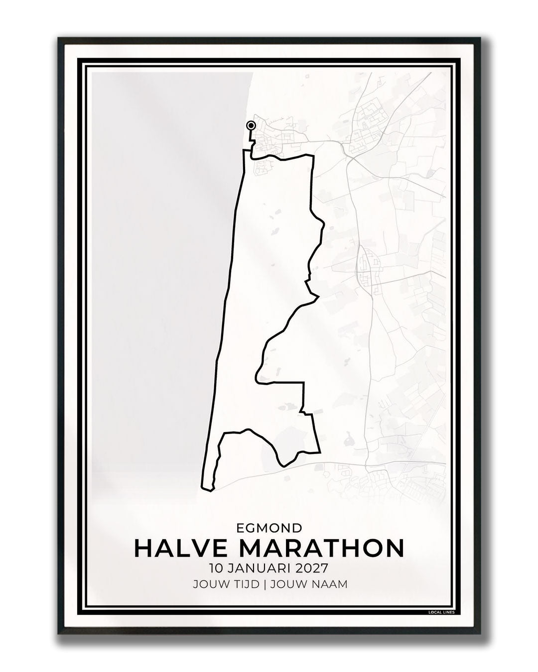 Halve marathon Egmond poster in lijst - duinloop hardloopcadeau