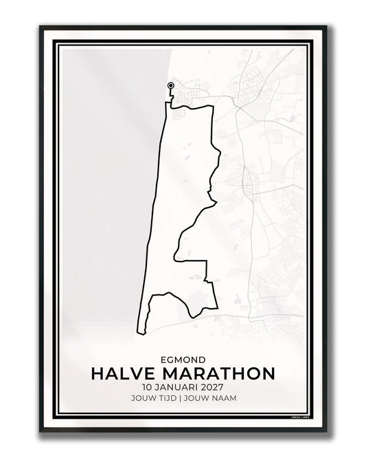 Halve marathon Egmond poster in lijst - duinloop hardloopcadeau
