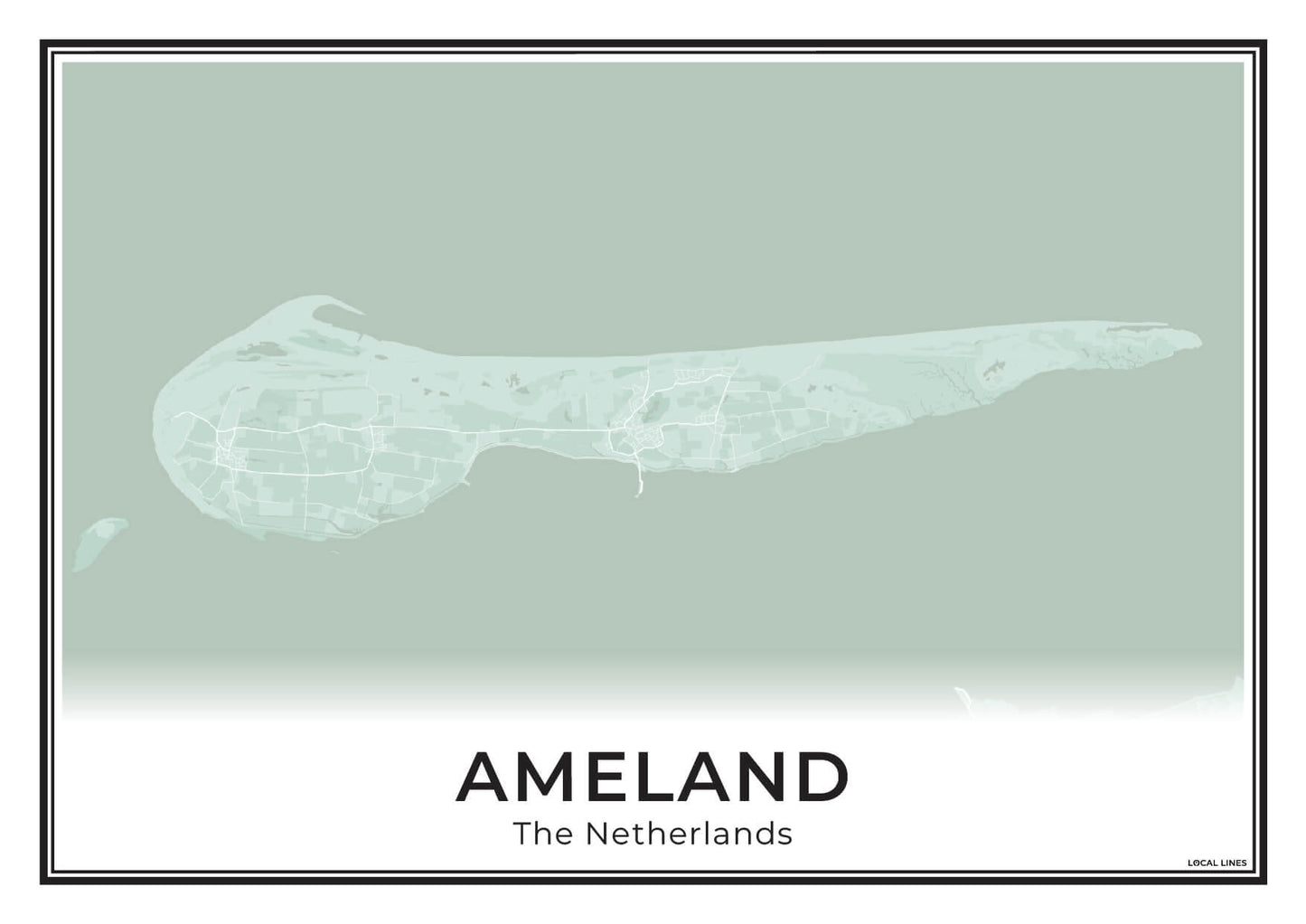 Ameland Eilandkaart Poster voor Woonkamer Sage