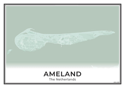 Ameland Eilandkaart Poster voor Woonkamer Sage