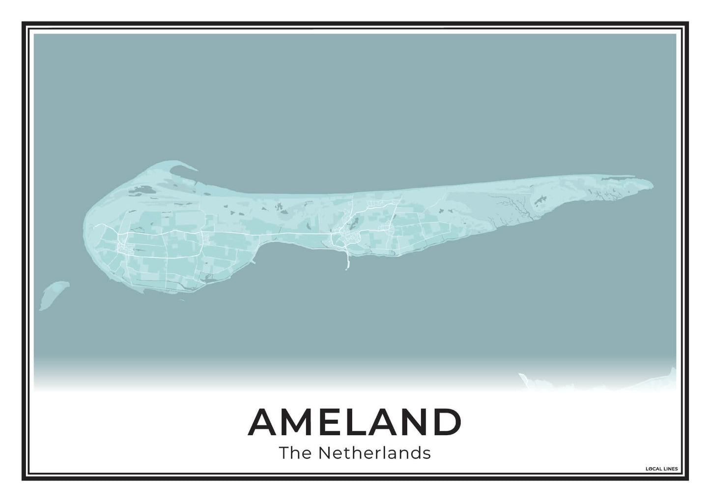 Ameland Eilandkaart Poster voor Woonkamer Sky