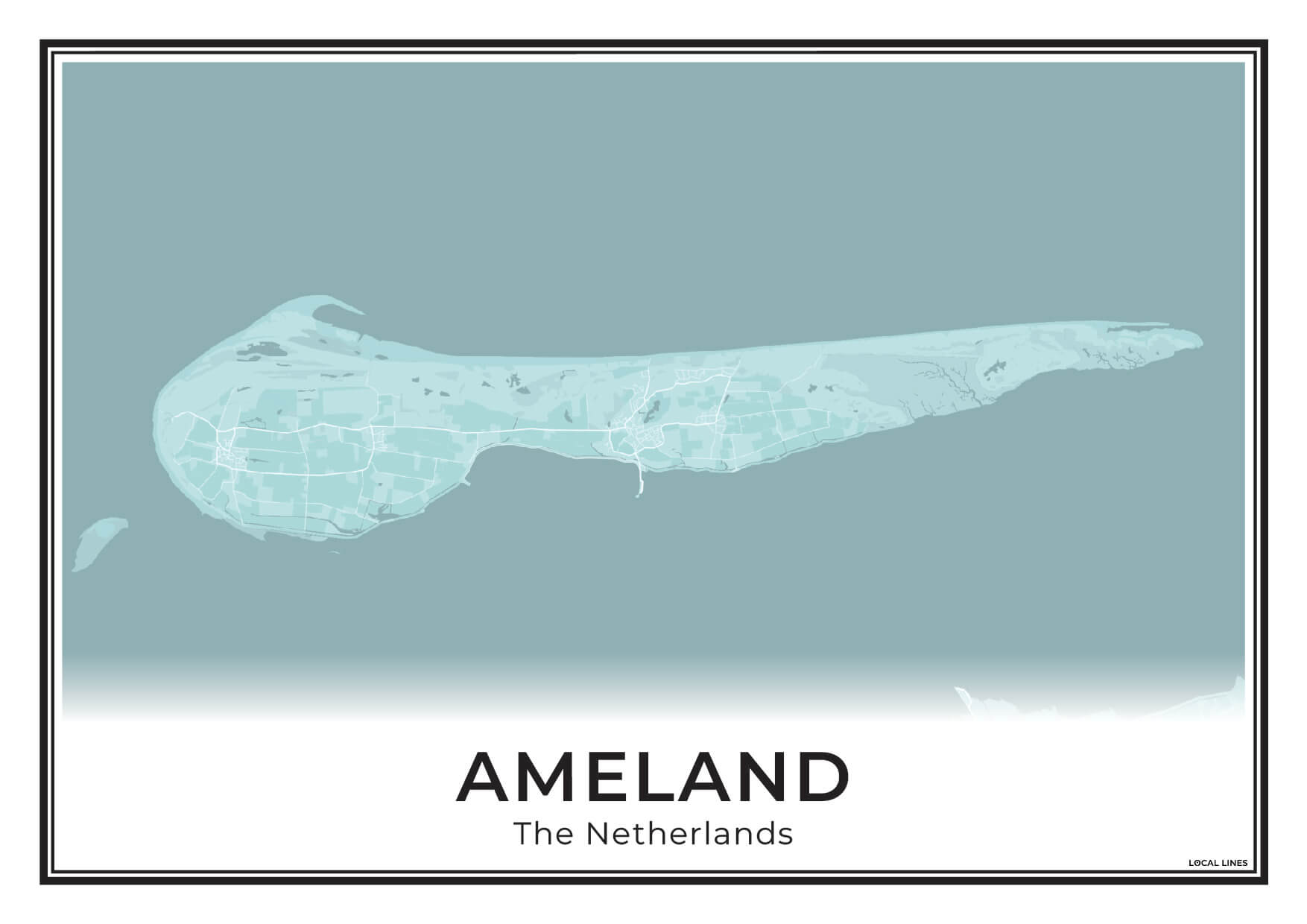 Ameland Eilandkaart Poster voor Woonkamer Sky