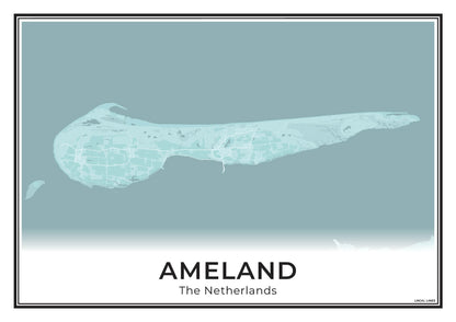 Ameland Eilandkaart Poster voor Woonkamer Sky