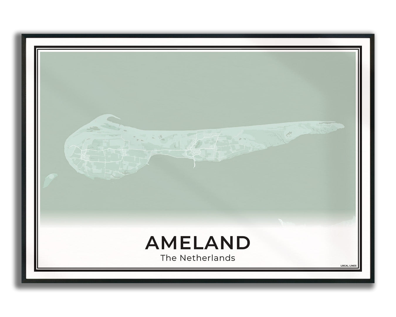 Ameland Eilandkaart Poster voor Woonkamer ingelijst Sage