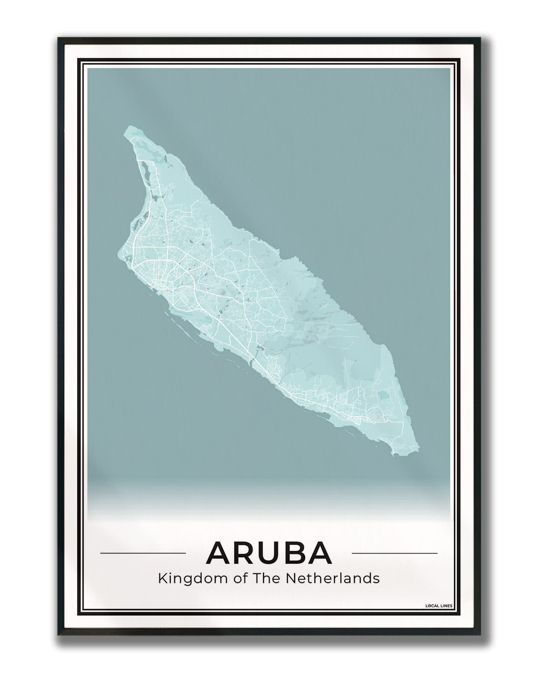 Aruba Eilandkaart Poster voor Woonkamer ingelijst Sky