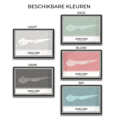 Ameland Eilandkaart - Poster