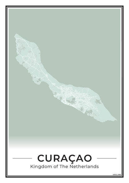 Poster Curaçao eilandkaart als wanddecoratie Sage