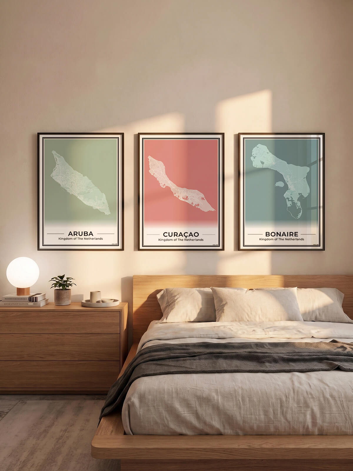 Poster Aruba Bonaire Curaçao eilandkaart als wanddecoratie Algemeen