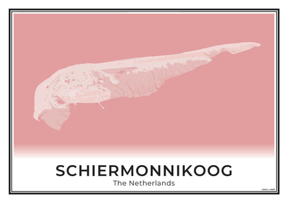 Schiermonnikoog Eilandkaart Poster voor Woonkamer Blush