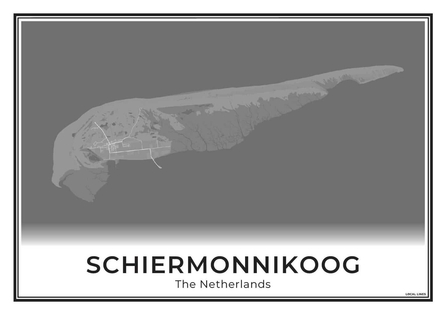 Schiermonnikoog Eilandkaart Poster voor Woonkamer Dark