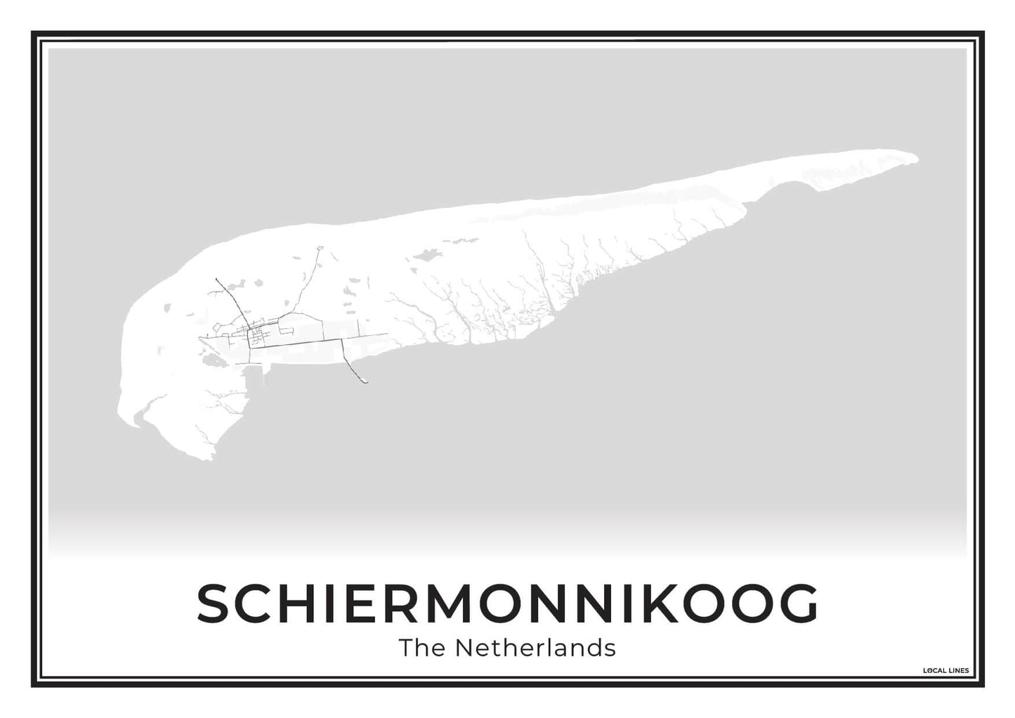 Schiermonnikoog Eilandkaart Poster voor Woonkamer Light