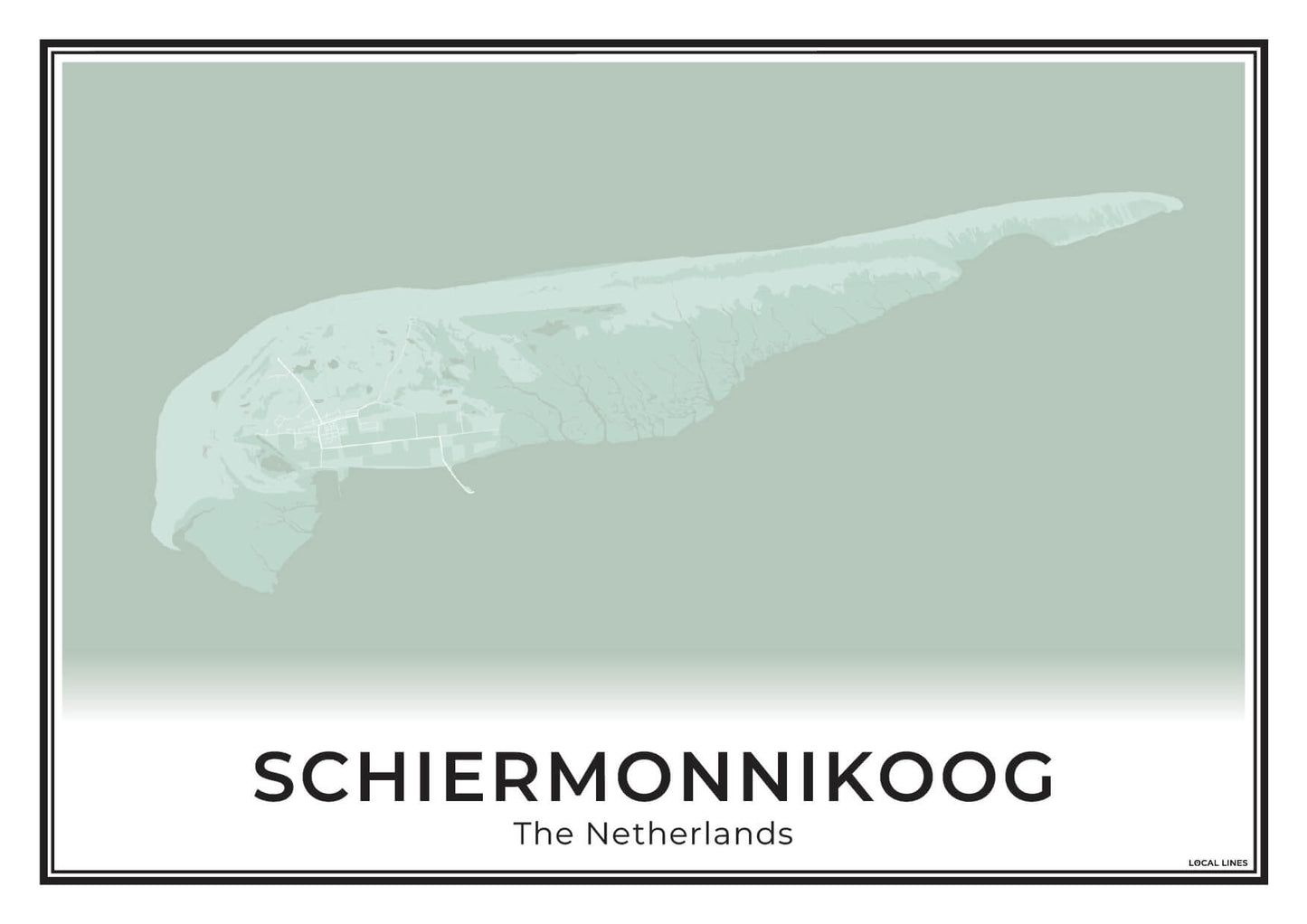 Schiermonnikoog Eilandkaart Poster voor Woonkamer Sage