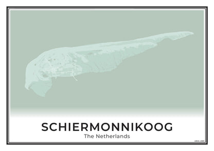 Schiermonnikoog Eilandkaart Poster voor Woonkamer Sage