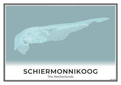 Schiermonnikoog Eilandkaart Poster voor Woonkamer Sky