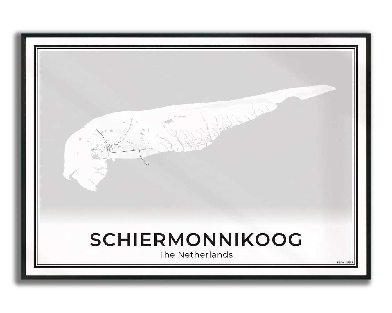 Schiermonnikoog Eilandkaart Poster voor Woonkamer ingelijst Light