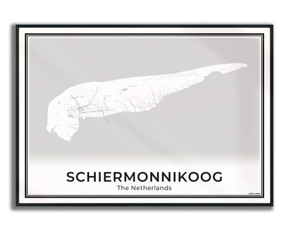 Schiermonnikoog Eilandkaart Poster voor Woonkamer ingelijst Light