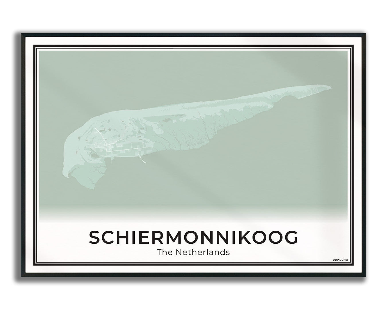 Schiermonnikoog Eilandkaart Poster voor Woonkamer ingelijst Sage