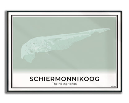 Schiermonnikoog Eilandkaart Poster voor Woonkamer ingelijst Sage