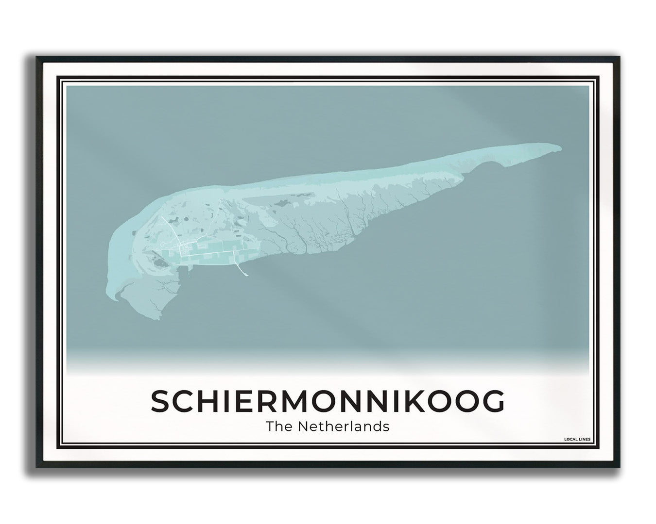 Schiermonnikoog Eilandkaart Poster voor Woonkamer ingelijst Sky