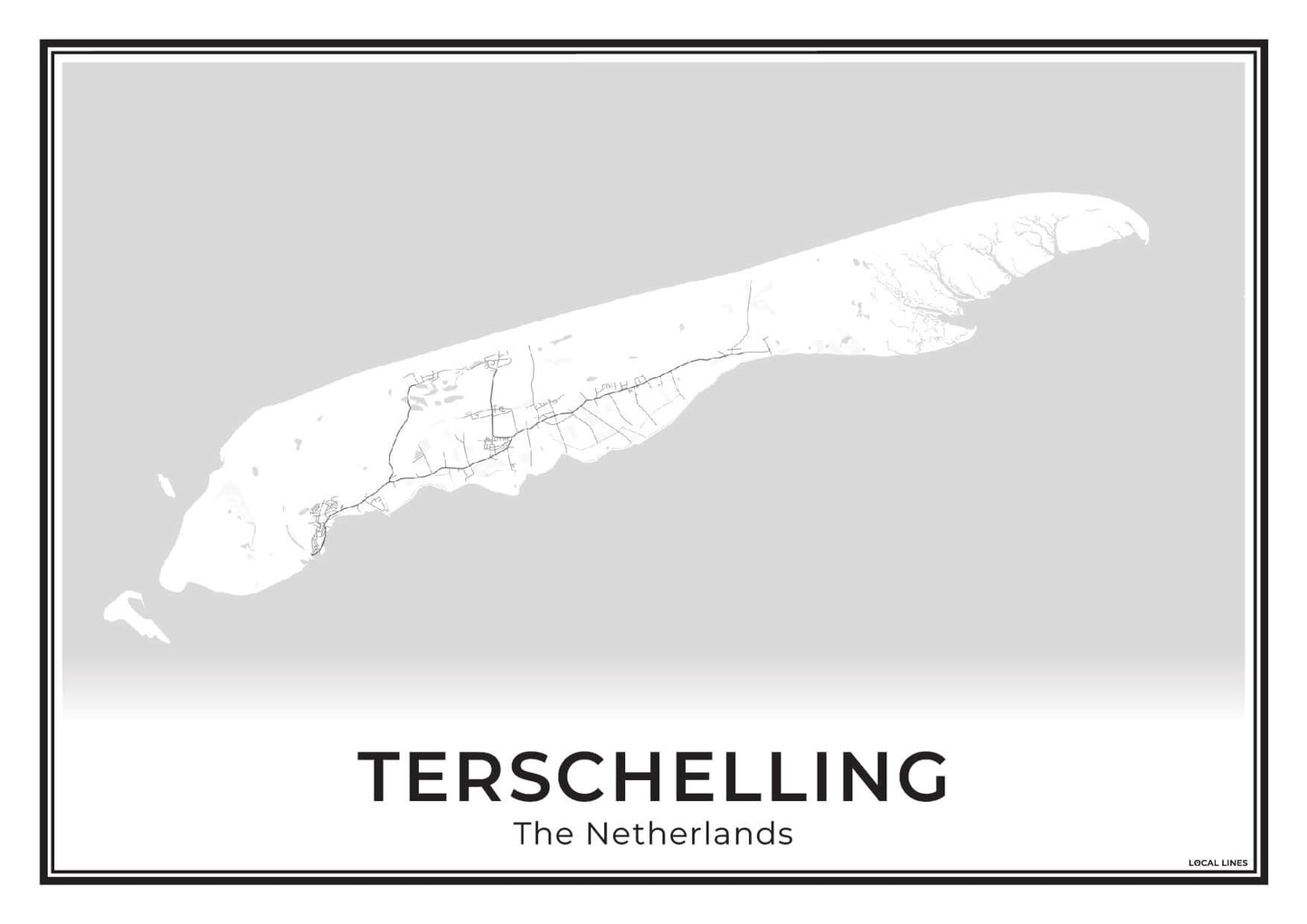Terschelling Eilandkaart Poster voor Woonkamer Light
