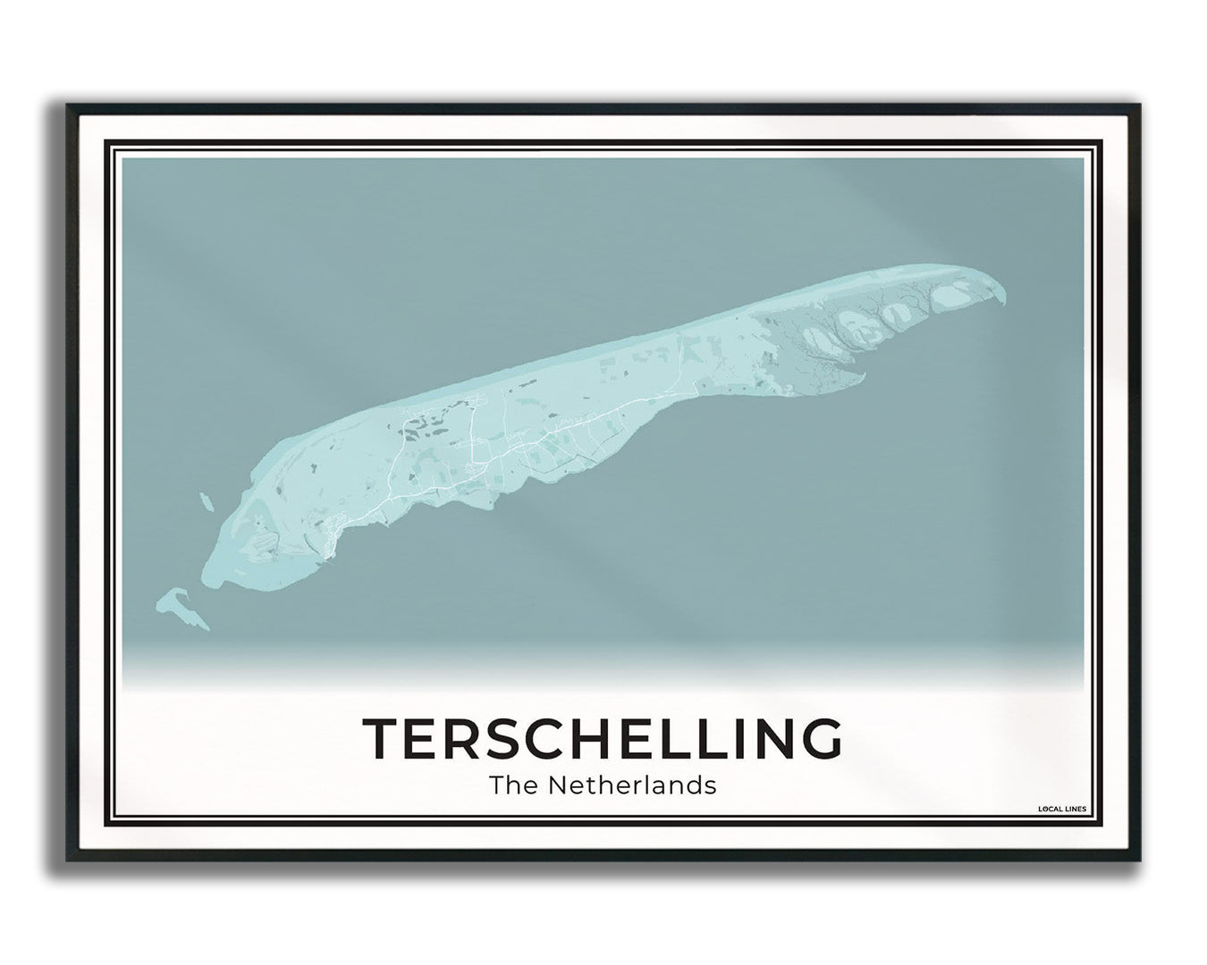 Terschelling Eilandkaart Poster voor Woonkamer ingelijst Sky