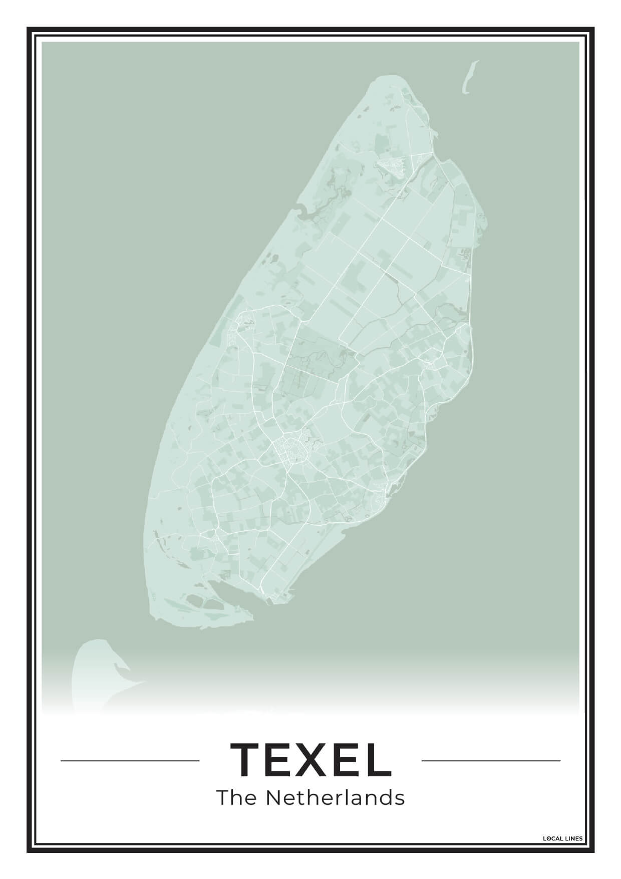 Texel Plattegrond Poster voor Woonkamer Sage