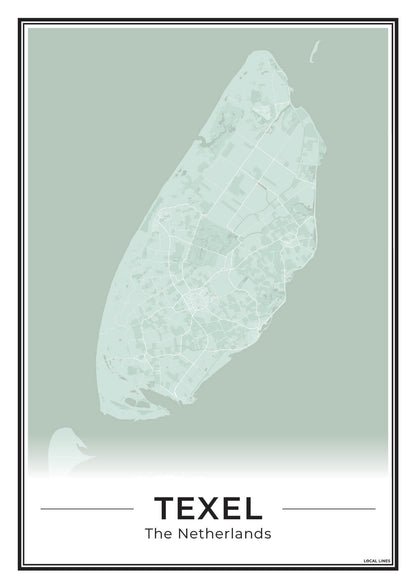 Texel Plattegrond Poster voor Woonkamer Sage