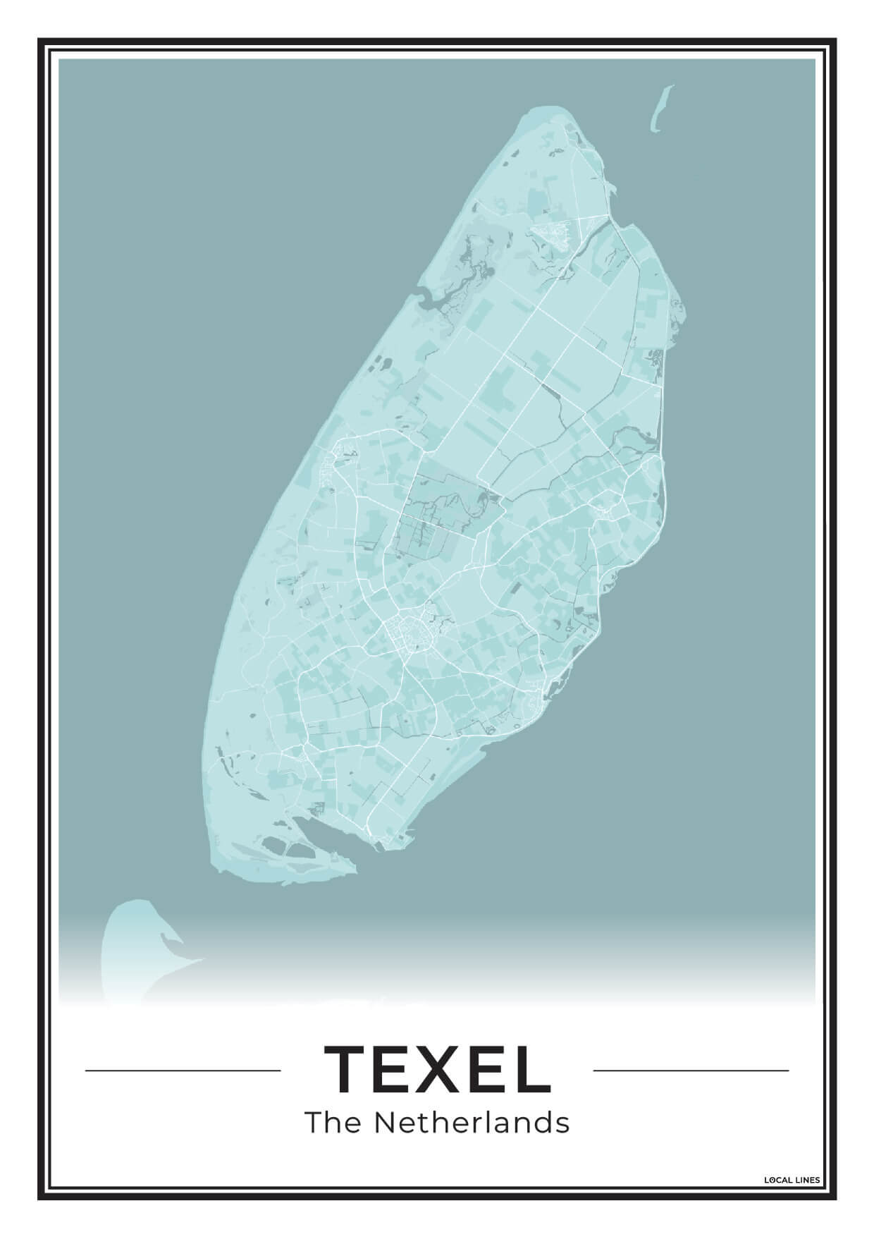 Texel Plattegrond Poster voor Woonkamer Sky