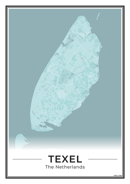 Texel Plattegrond Poster voor Woonkamer Sky