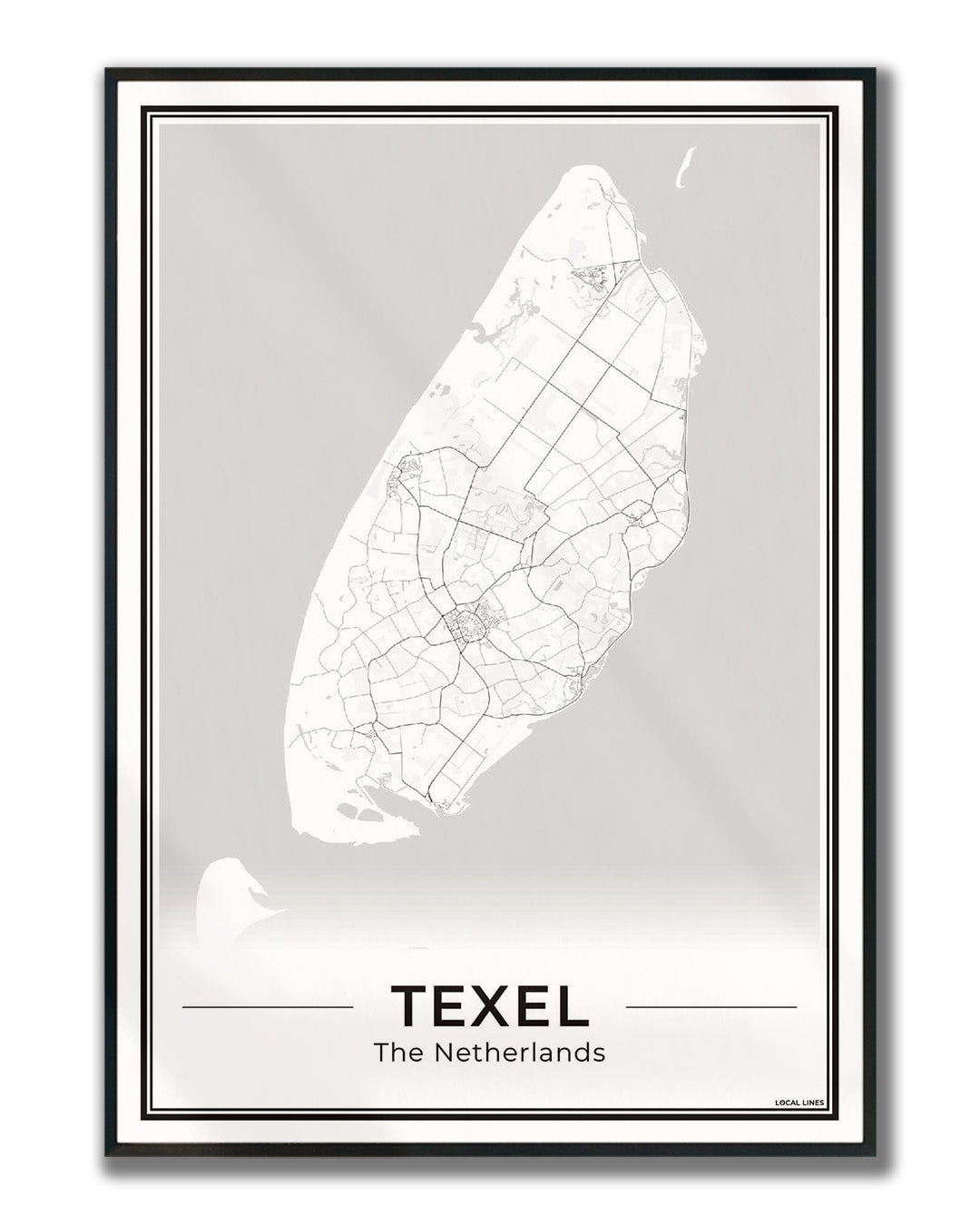 Texel Plattegrond Poster voor Woonkamer ingelijst Light 