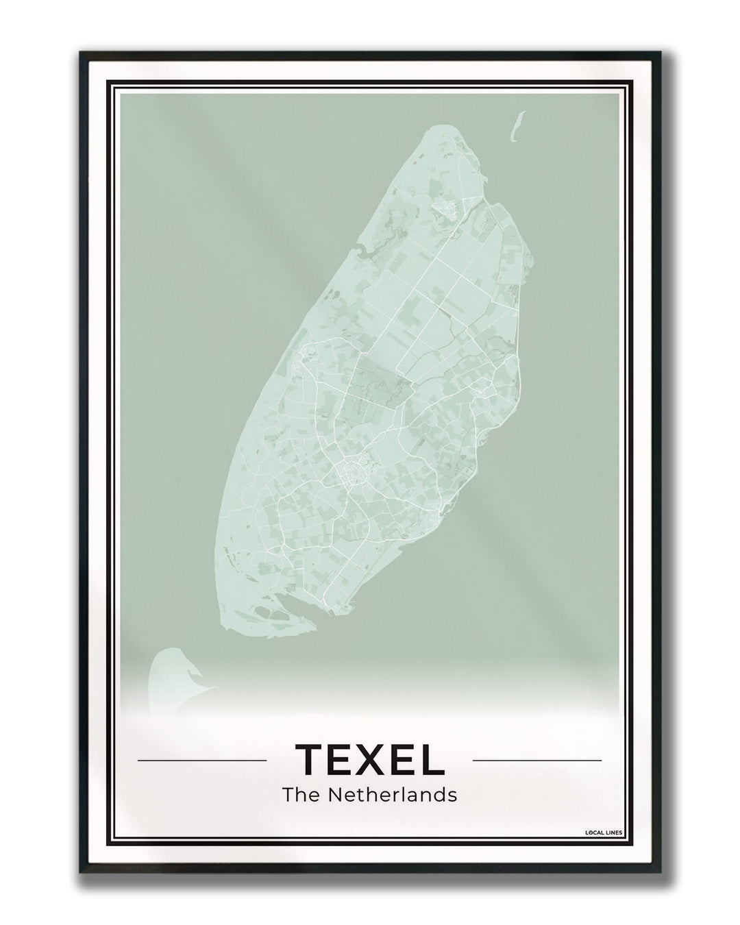 Texel Plattegrond Poster voor Woonkamer ingelijst Sage
