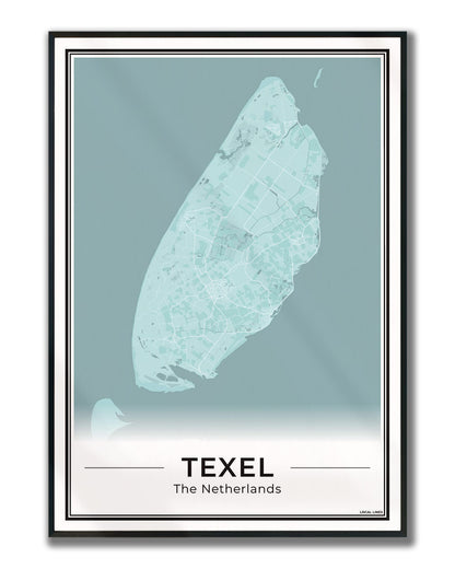 Texel Plattegrond Poster voor Woonkamer ingelijst Sky