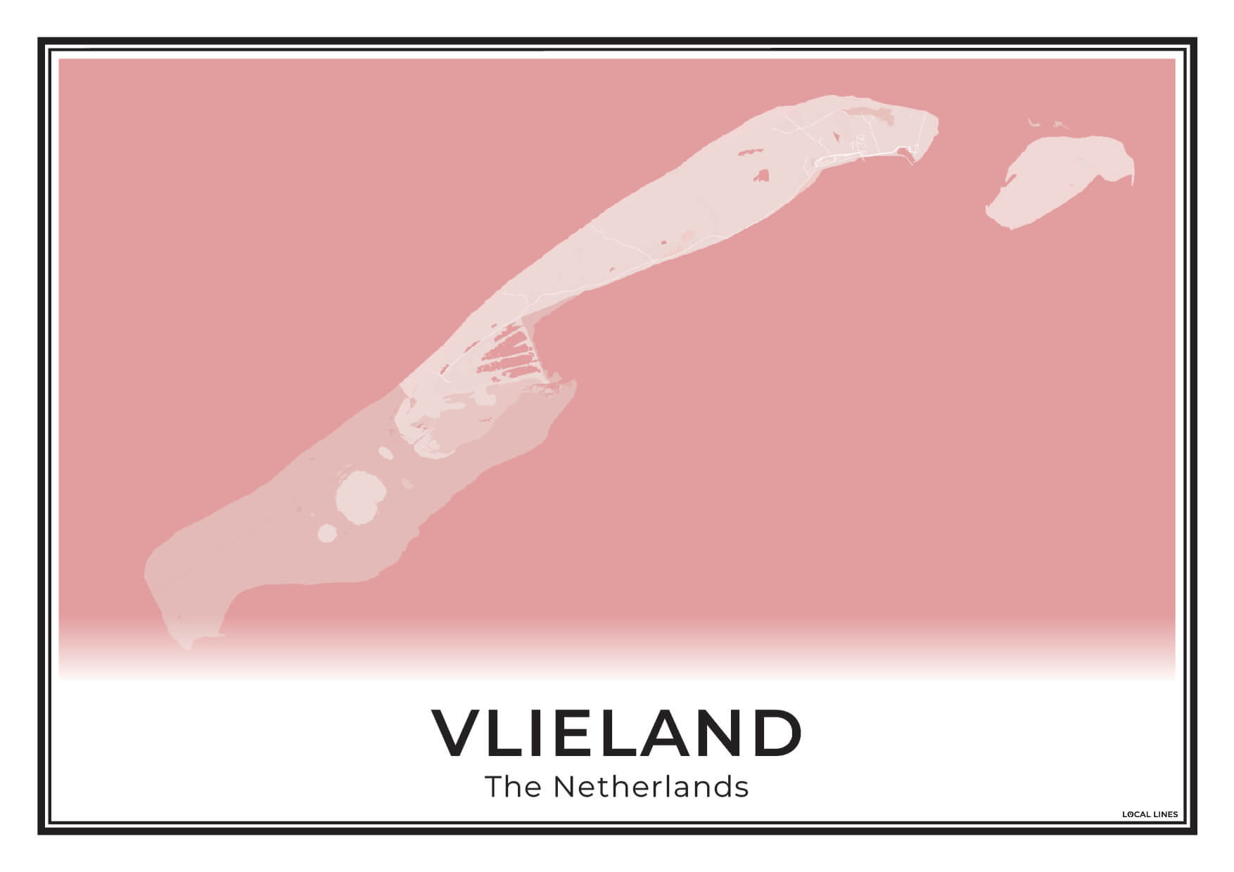 Vlieland Eilandkaart Poster voor Woonkamer Blush