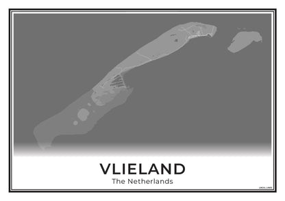 Vlieland Eilandkaart Poster voor Woonkamer Dark
