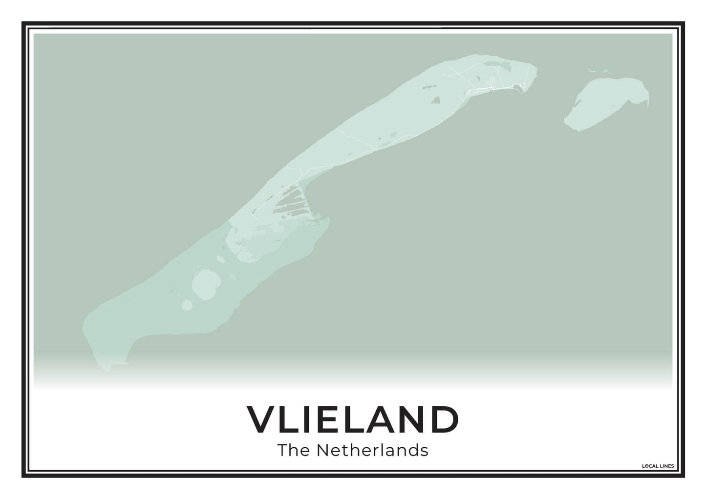 Vlieland Eilandkaart Poster voor Woonkamer Sage