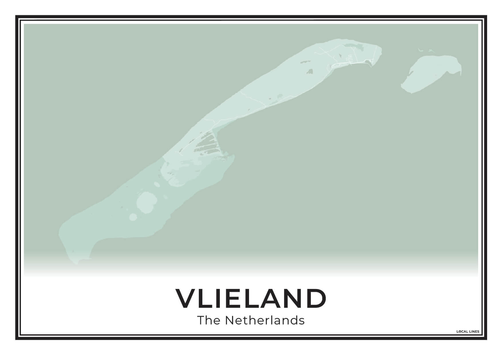 Vlieland Eilandkaart Poster voor Woonkamer Sage