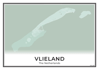 Vlieland Eilandkaart Poster voor Woonkamer Sage