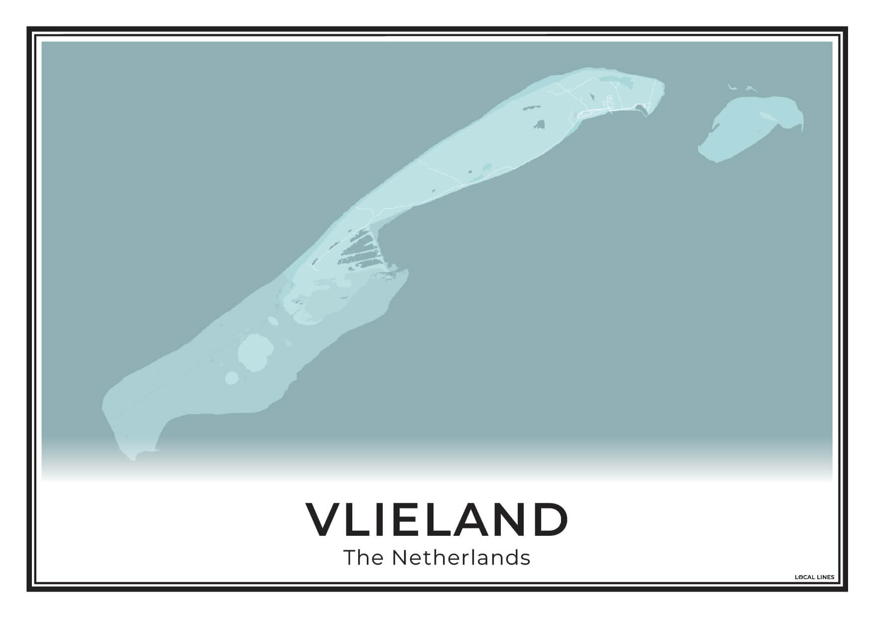 Vlieland Eilandkaart Poster voor Woonkamer Sky