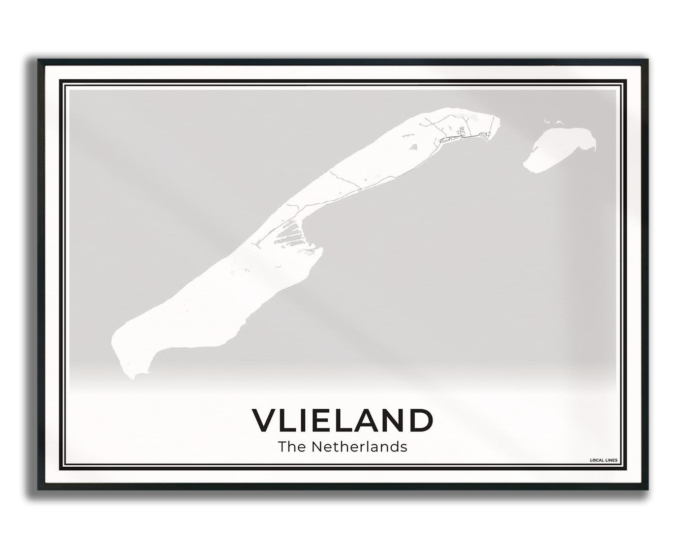 Vlieland Eilandkaart Poster voor Woonkamer ingelijst Light
