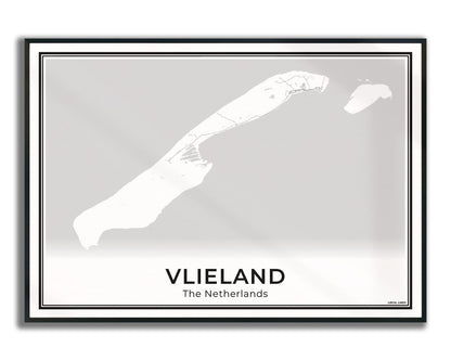 Vlieland Eilandkaart Poster voor Woonkamer ingelijst Light