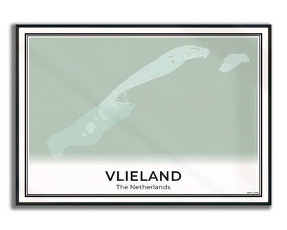 Vlieland Eilandkaart Poster voor Woonkamer Ingelijst Sage