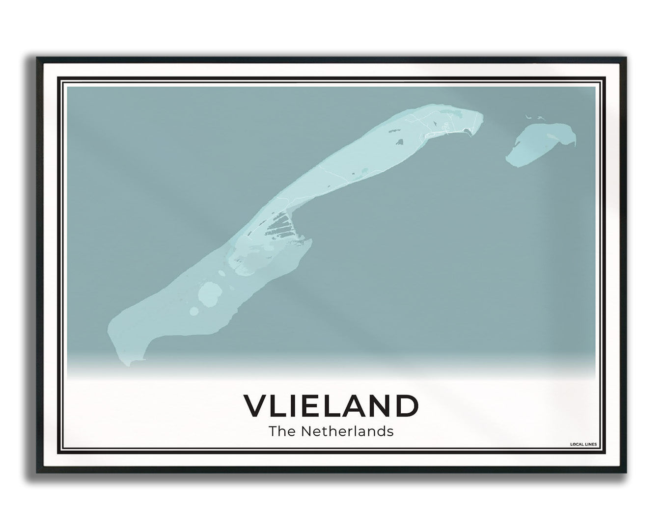 Vlieland Eilandkaart Poster voor Woonkamer Ingelijst Sky