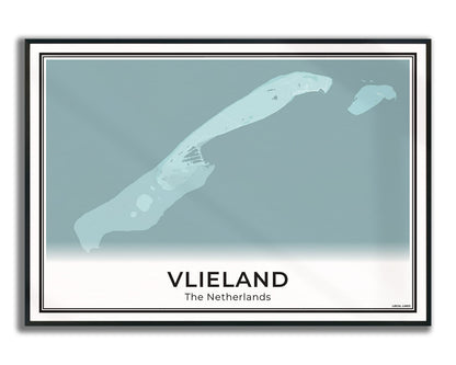 Vlieland Eilandkaart Poster voor Woonkamer Ingelijst Sky